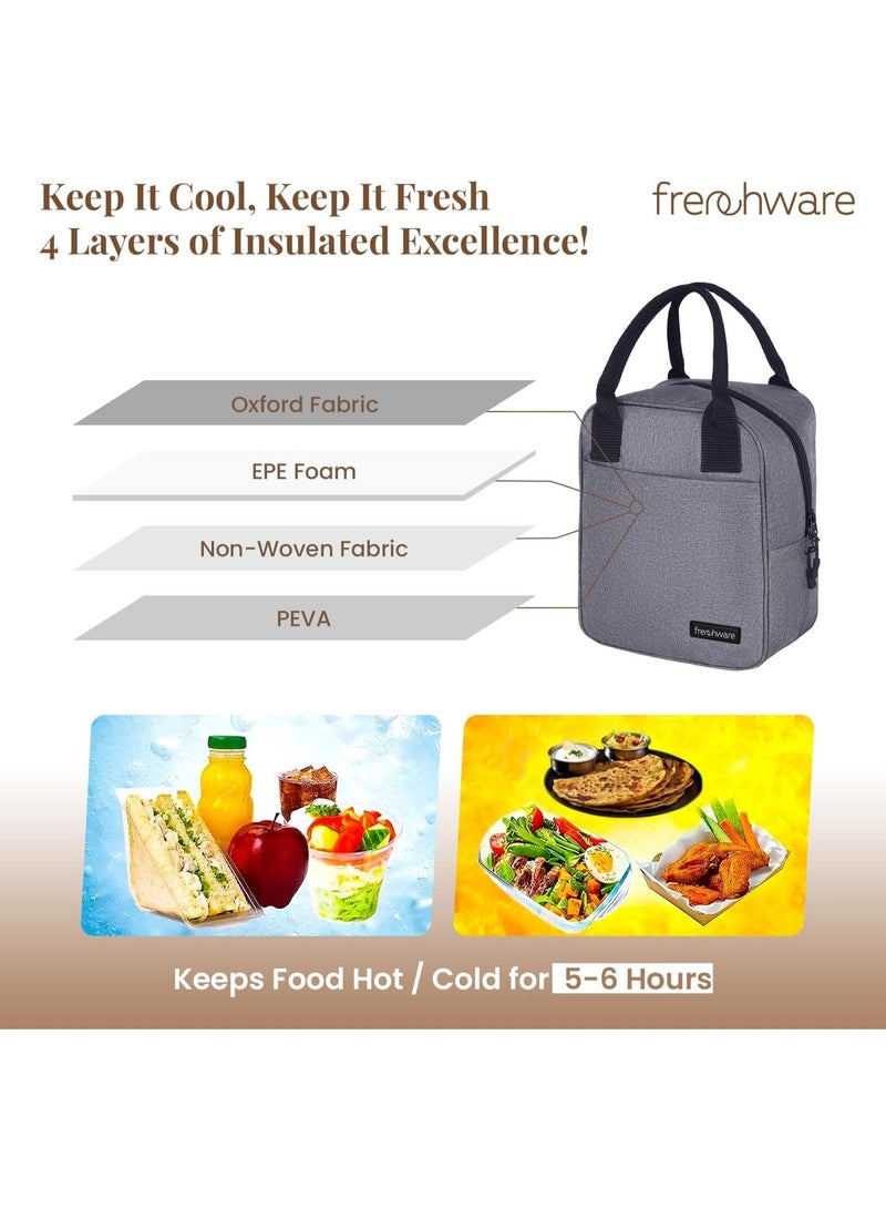 أدوات فرنسية حقيبة غداء فرنشوير معزولة 7 لتر رمادي – شنطة لانش بوكس حرارية للرجال والنساء، حقيبة طعام للمكتب مانعة للتسرب، حفظ ساخن وبارد، للرحلات والنزهات - Image 2